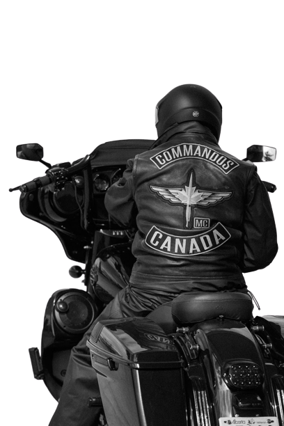 A backview photo of a Commandos rider